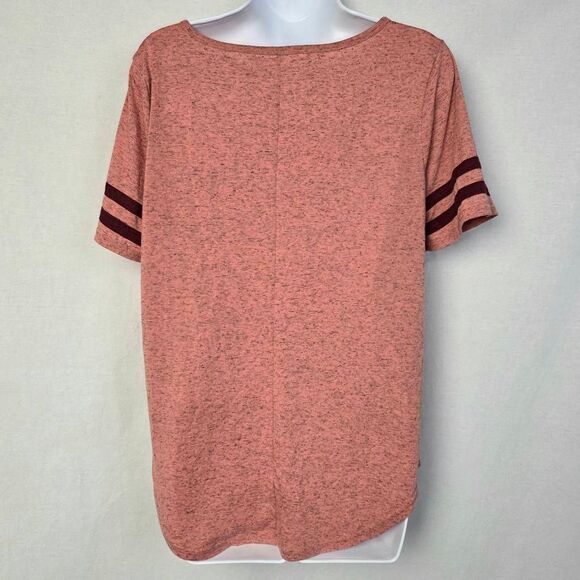 Maurices 24/7 Rust Red Varsity Stripe Tee Women’s L - Picture 3 of 5